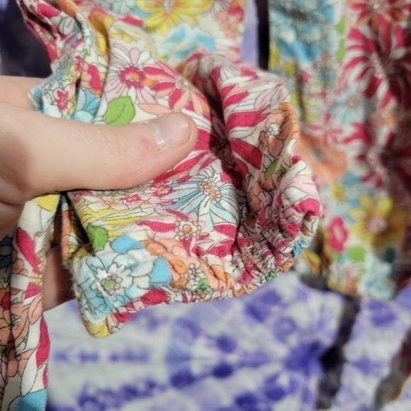 Unbranded 3 Peice Set Girls Dusty Coral Top With Foral Tie Bottoms Size 3-6 M - Picture 11 of 16